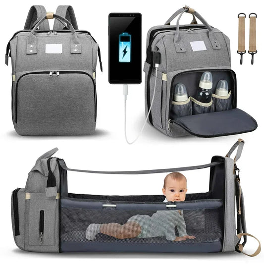 Baby Diaper Bag with Changing Pad Travel Foldable Baby Bed Bags Changing Station Mother Kids Large Capacity Stroller Organizer