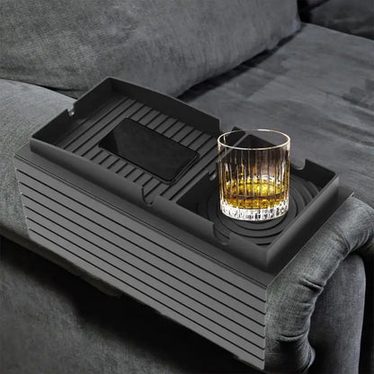 Multifuction Sofa Cup Holder Tray Anti-Slip Armrest Sofa Tray Silicone Table For Home Organization Armrest  For Bed RV Car