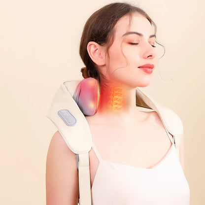 Neck Shoulder Massager Heating Neck Kneading Multifunctional Shiatsu Kneading Massage Cervical Relaxing Trapezius Massage Pillow