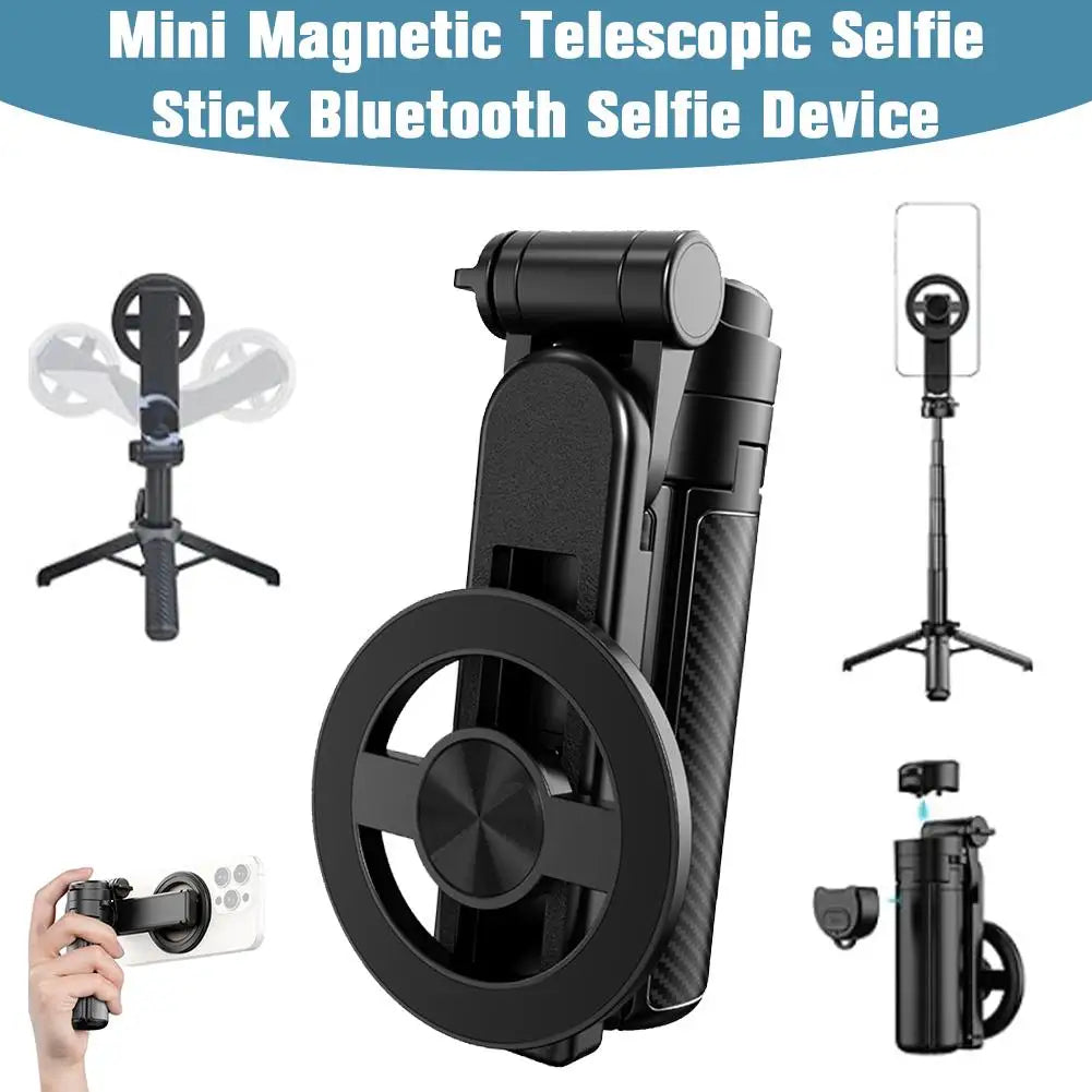 Magnetic Mini Selfie Stick 360° Rotation Wireless Bluetooth Control Phone Holder Compatible Maxinum extend