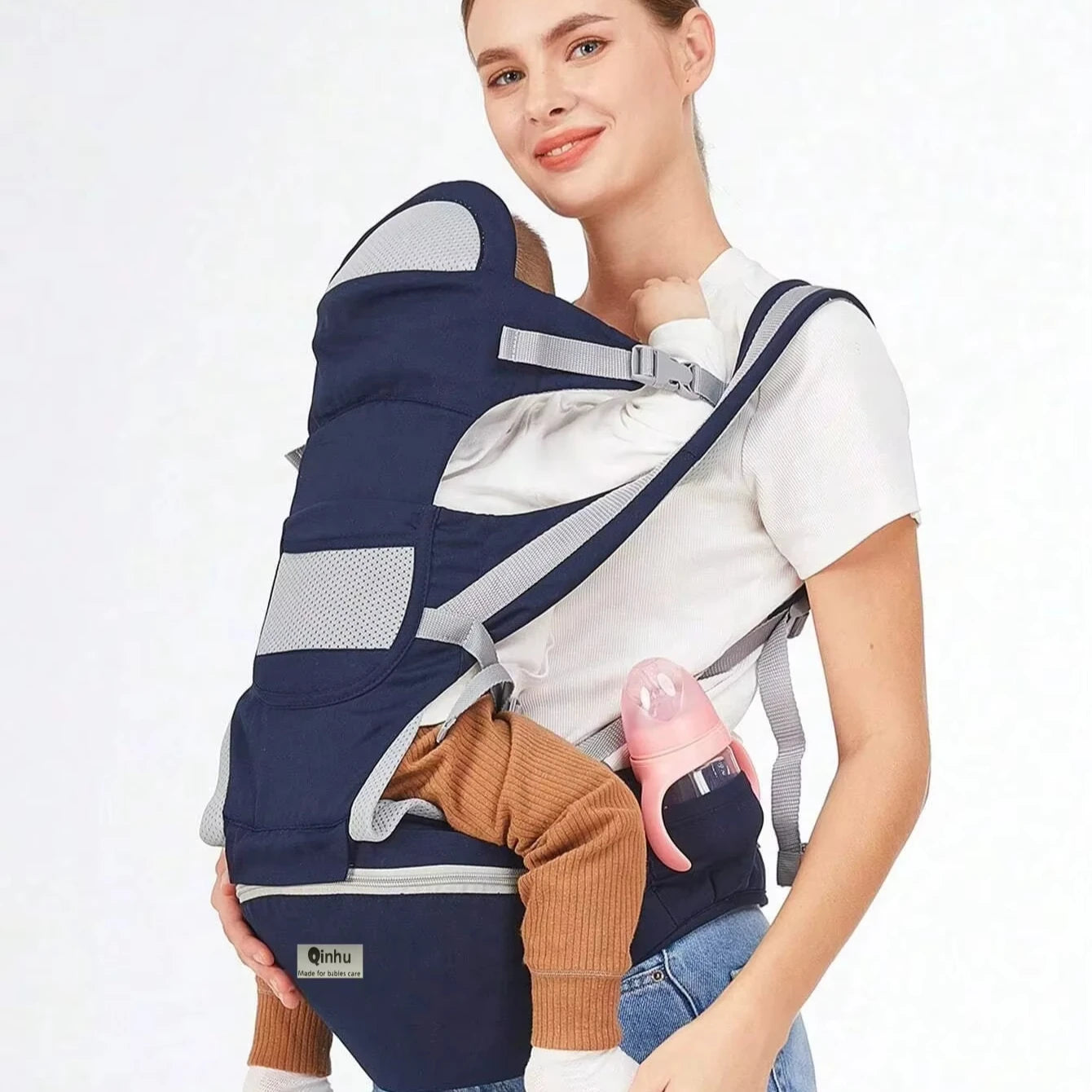 4 in 1 Multifunctional Baby Carrier with Hip Seat Baby Sling Wrap Portable Adjustable Infant Waist Carriers Breathable Bebe Bag