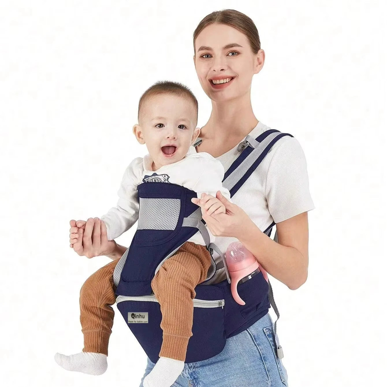 4 in 1 Multifunctional Baby Carrier with Hip Seat Baby Sling Wrap Portable Adjustable Infant Waist Carriers Breathable Bebe Bag