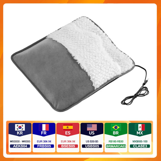 35x30cm Electric Heated Foot Warmers Washable Soft Feet Heating Pad Portable Electric 5V USB Winter Heating Pad for Office Home