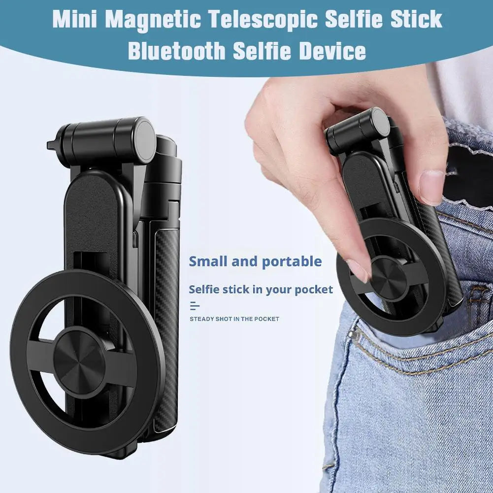Magnetic Mini Selfie Stick 360° Rotation Wireless Bluetooth Control Phone Holder Compatible Maxinum extend