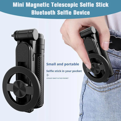 Magnetic Mini Selfie Stick 360° Rotation Wireless Bluetooth Control Phone Holder Compatible Maxinum extend