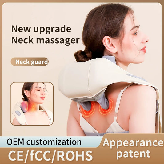 Neck Shoulder Massager Heating Neck Kneading Multifunctional Shiatsu Kneading Massage Cervical Relaxing Trapezius Massage Pillow