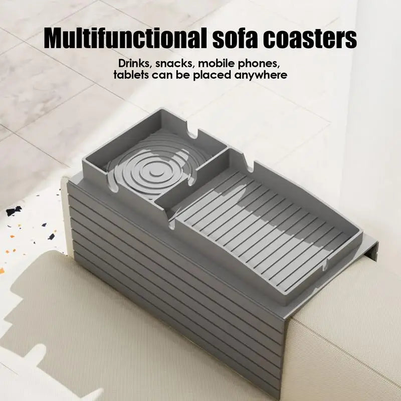 Multifuction Sofa Cup Holder Tray Anti-Slip Armrest Sofa Tray Silicone Table For Home Organization Armrest  For Bed RV Car