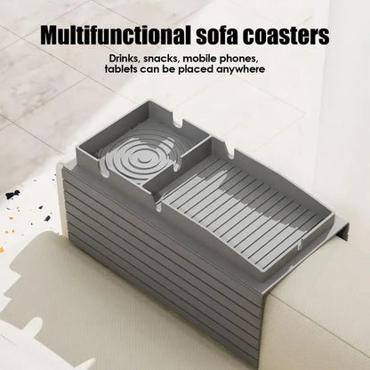 Multifuction Sofa Cup Holder Tray Anti-Slip Armrest Sofa Tray Silicone Table For Home Organization Armrest  For Bed RV Car